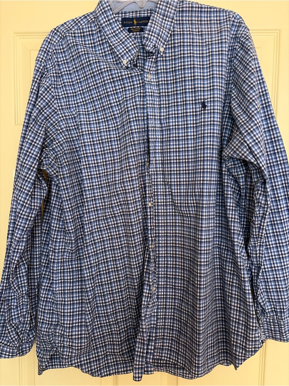 Ralph Lauren Men's Plaid Cotton Button Down in Blue & White